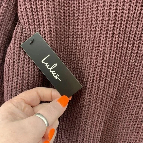 Lulus Burgundy V-Neck Knit Long Sleeve Sweater Size Large‎ NWT - Picture 3 of 5